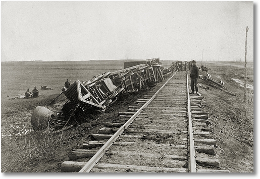 derailed train near Brandy, April 1864