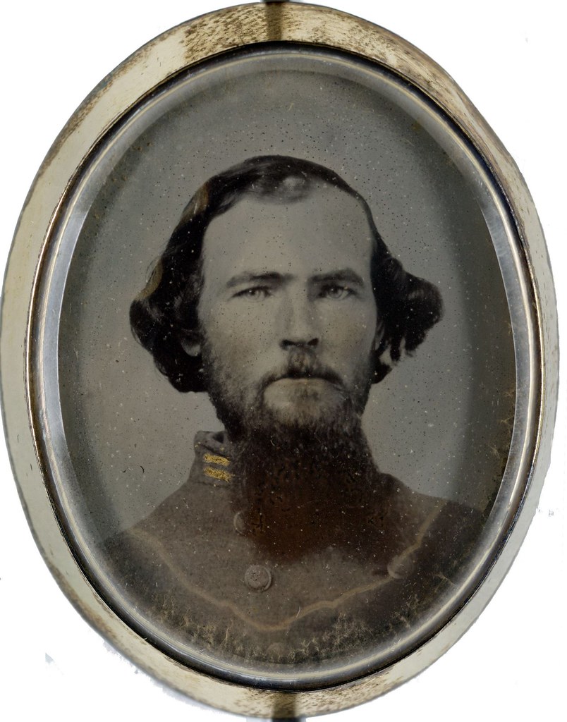 Lieutenant Hiram L. Hendley of Co. A, 9th Tennessee Cavalry Battalion, in silver brooch.