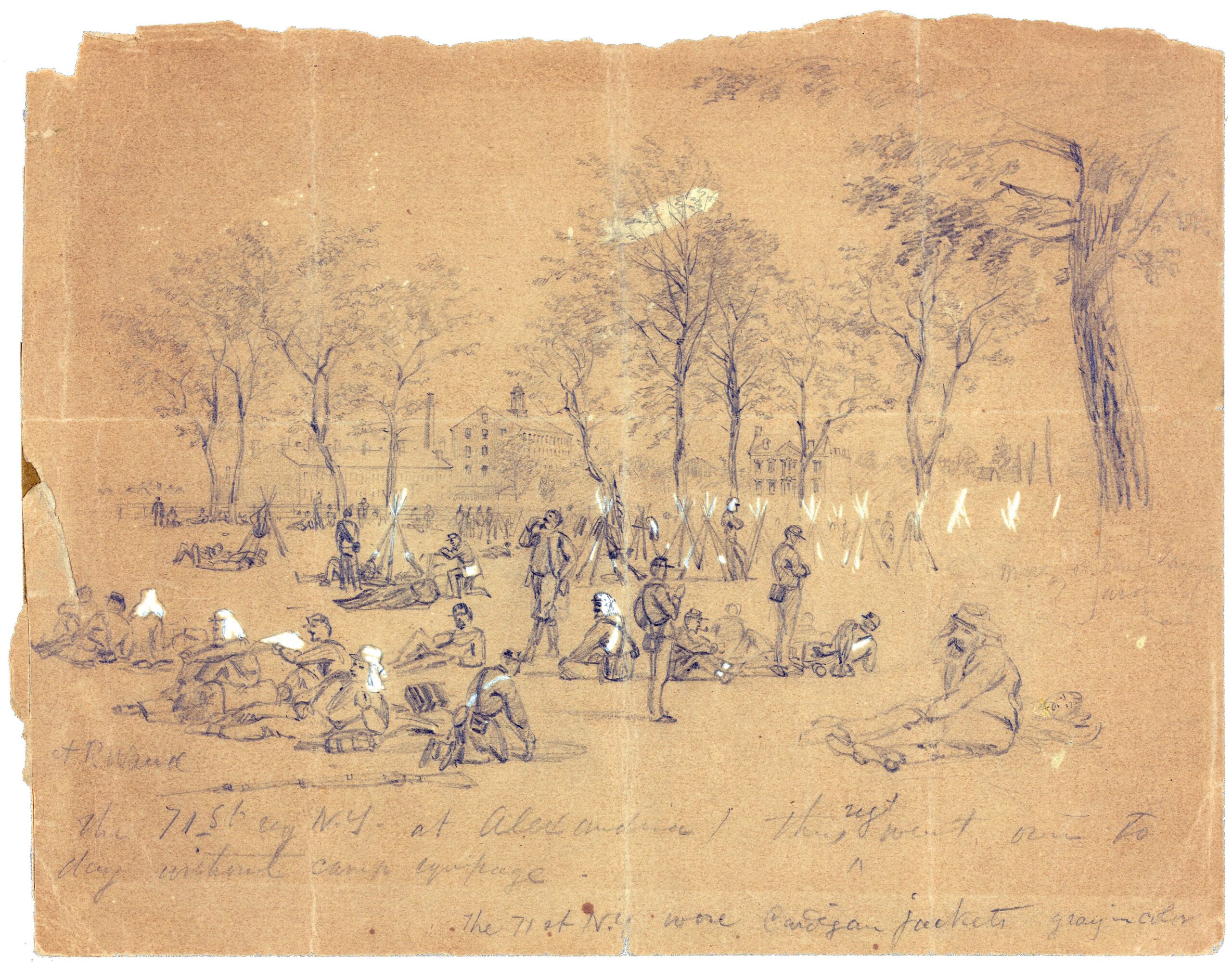The 71st reg. N.Y. at Alexandria, late May 1861, sketch by Alfred R Waud
