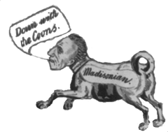 John Beauchamp Jones, editor of the newspaper the "Madisonian," organ of the Tyler administration, from 1844 political cartoon