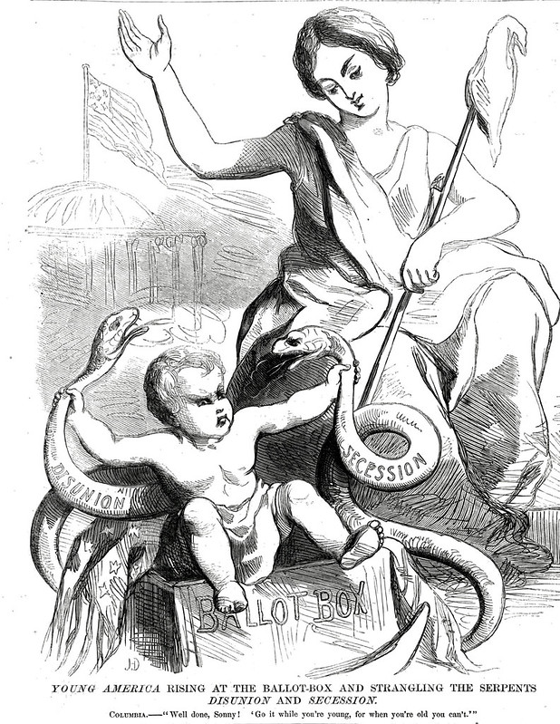 Young America rising at the Ballot Box and Strangling the Serpents Disunion and Secession