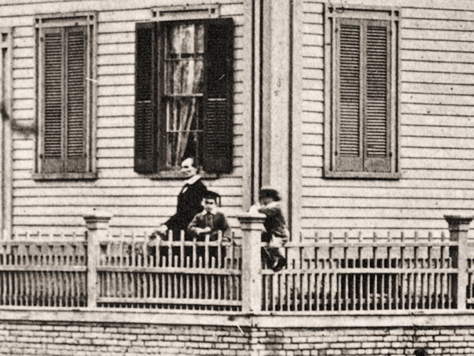 Cropped portion of Lincoln at Home in Springfield Ill with his youngest two sons