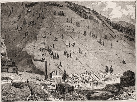 Sketch of Gregory's Quartz Mill, Pike's Peak, Made on this Spot by Col. D. H. Huyett, Expressly for Frank Leslie's Illustrated Newspaper