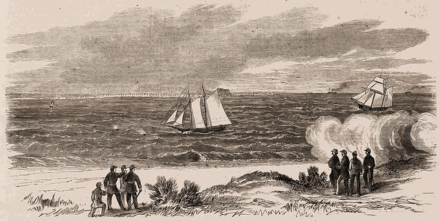 Firing at the Schooner Shannon, Laden with Ice, From the Battery on Morris Island, S. C. April 3, 1861