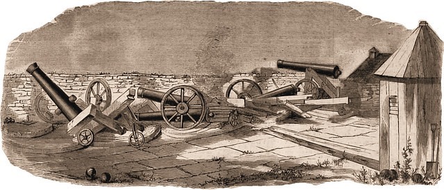 Group of Guns and Gun Carriages Dismantled by Major Anderson at Fort Moultrie—Drawn by an Officer of His Command