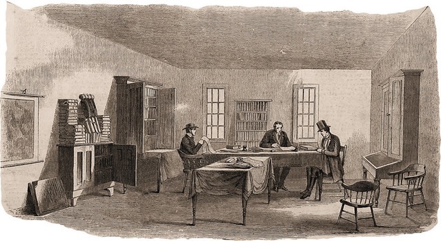 The Present Law Office of Abraham Lincoln, The President Elect, in Fifthe Street, West Side of the Public Square, Springfield, Ill.— from a sketch by our Special Artist