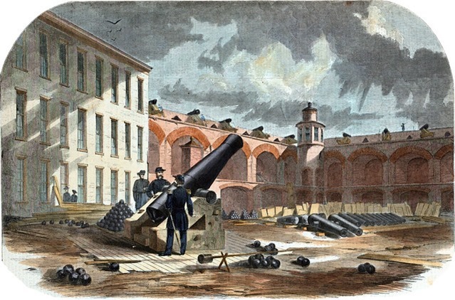 A Ten-Inch Columbiad Mounted as a Mortar at Fort Sumter—Drawn by an Officer of Major Anderson's Command