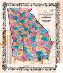 Bonner's Pocket Map of the State of Georgia 1854