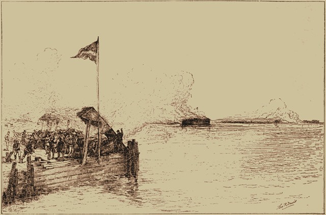 Confederate Floating Battery in Action at the West End of Sullivan’s Island