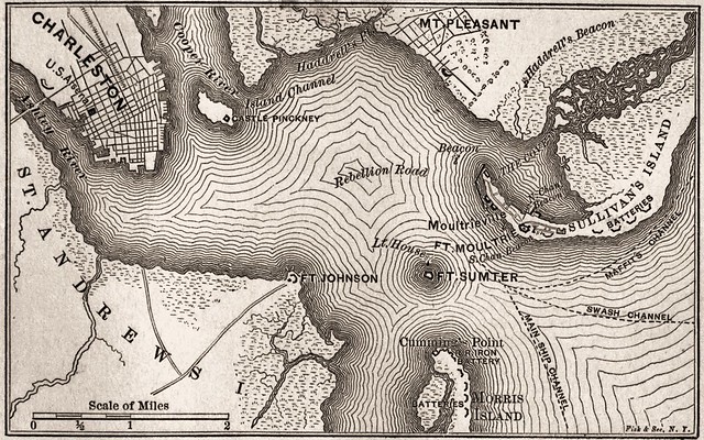 Map of Charleston Harbor from Reminiscences of Forts Sumter and Moultrie in 1860-'61, by Abner Doubleday.