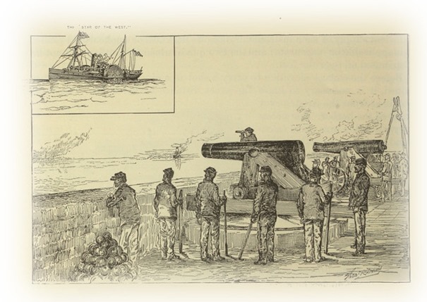 The Sumter garrison watching the firing on the 'Star of the West'