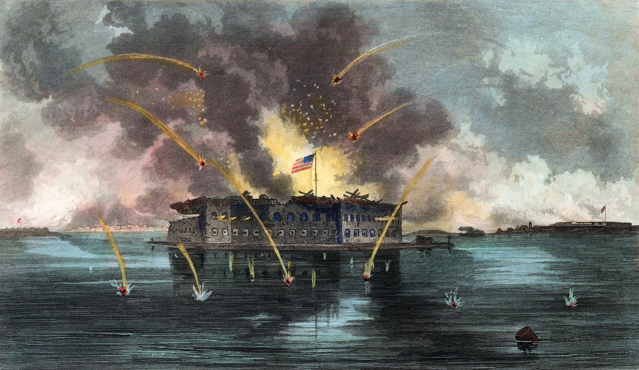 Bombardment of Fort Sumter in 1861, Engraved in 1863 expressly for Abbotts Civil War