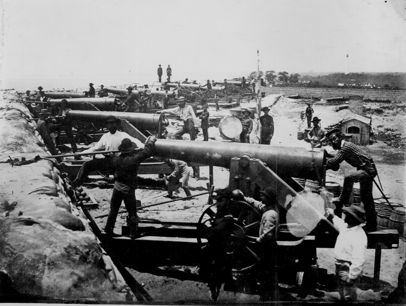 Columbiad guns of the Confederate water battery at Warrington, Fla