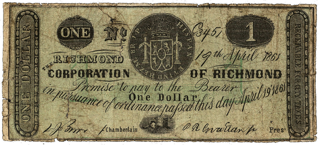 Corporation of Richmond (Virginia), 1 dollar, 1861