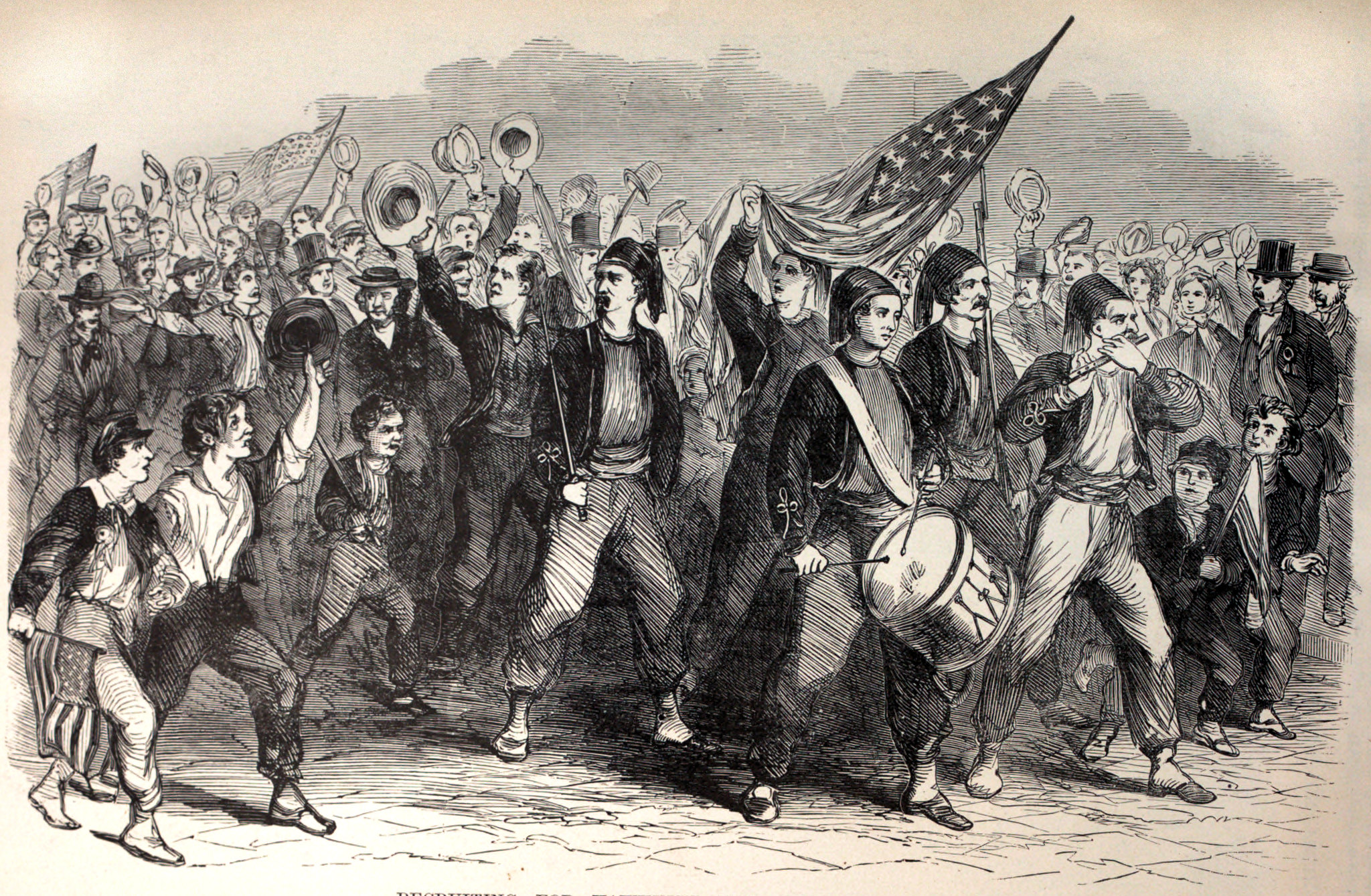 Recruiting for the New York Zouaves attracted a large body of athletic men to its ranks, which in 1861 numbered eight hundred gallant fellows who were desirous of emulating in the service of the Stars and Stripes the glory of their French prototypes. They were nearly of one height, and all under thirty years of age.