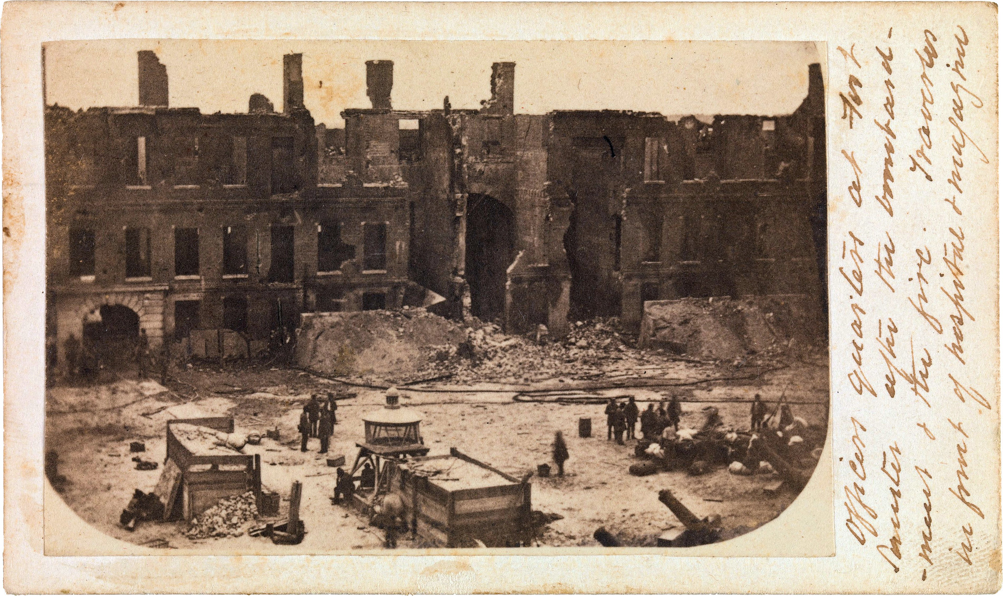 The Evacuation of Fort Sumter, April 1861 -- the interior of the fort after the battle