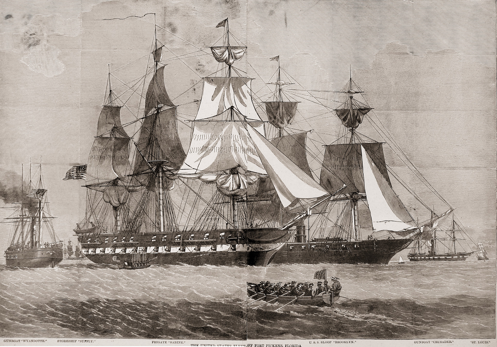 The United States Fleet Off Fort Pickens, Florida, April 1861