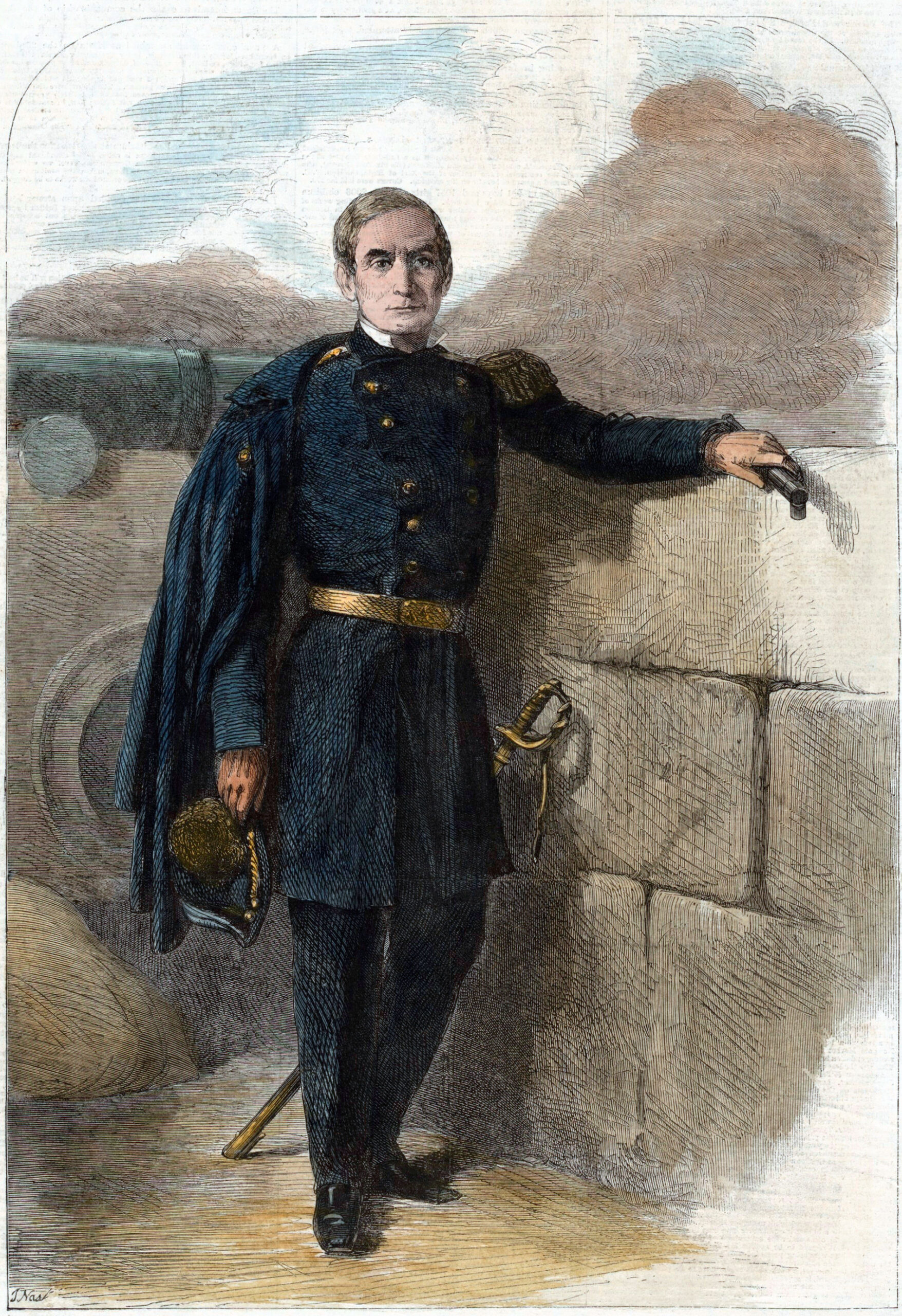 Major Anderson, Late Commandant of Fort Sumter, Charleston Harbour (handed-tinted off-print, The Illustrated London Times, May 11, 1861)