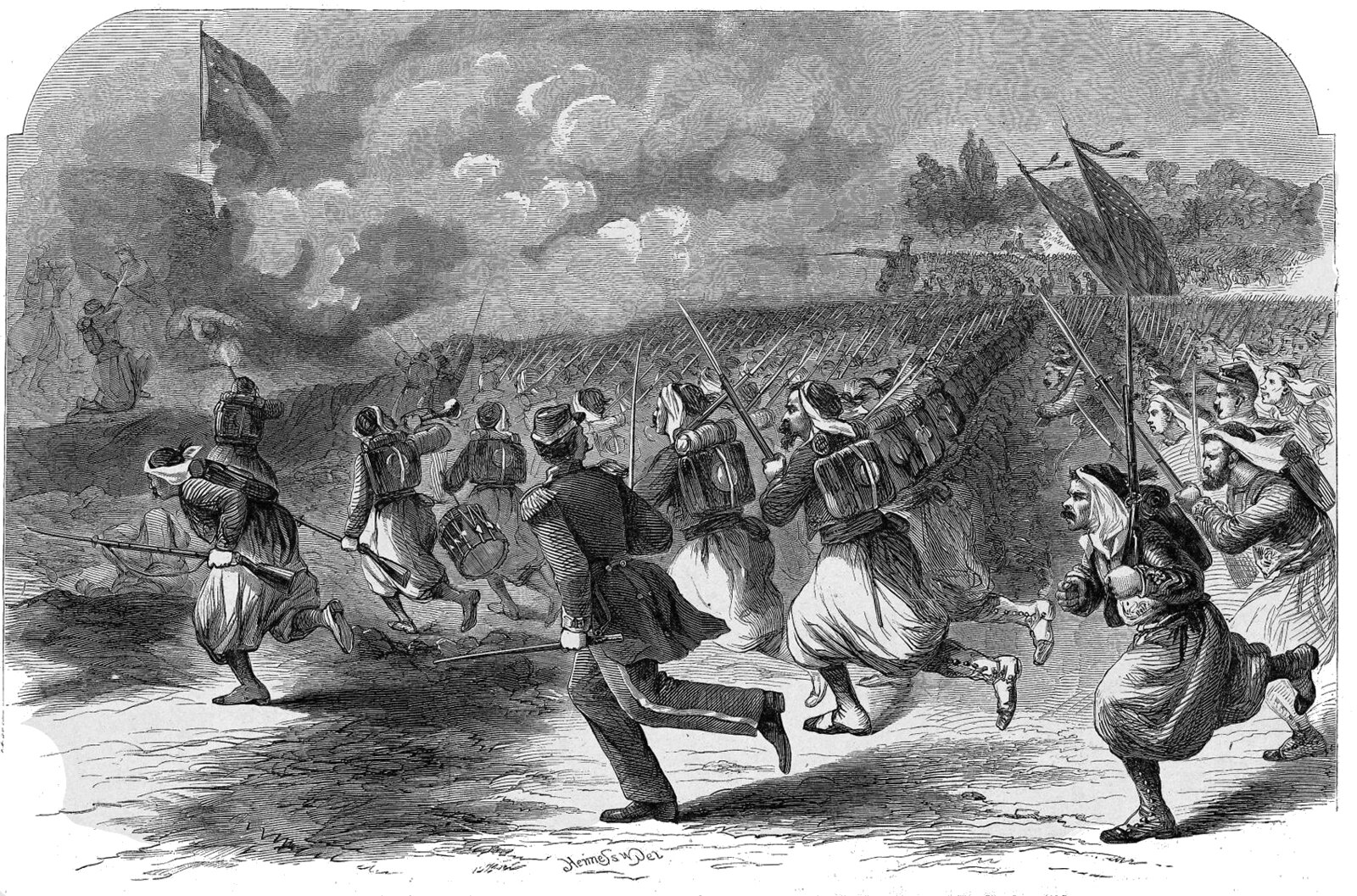 Charge of Duryee's Zouaves (Fifth Regiment New York Volunteers) at the Battle of Great Bethel