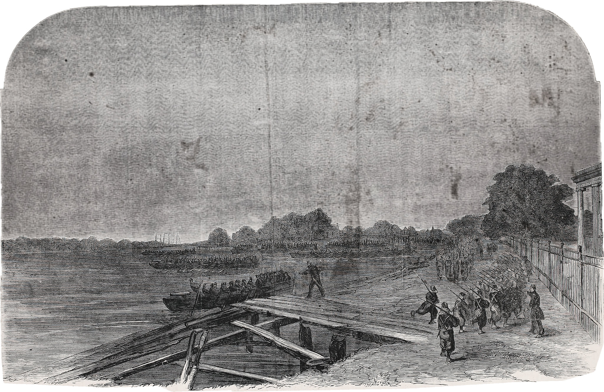 Colonel Duryea's Zouave Regiment Ferried over Hampton Creek by the Naval Brigade on the 10th of June (1861), en route to Attack the Secession Forces at Little Bethel, Va. 
