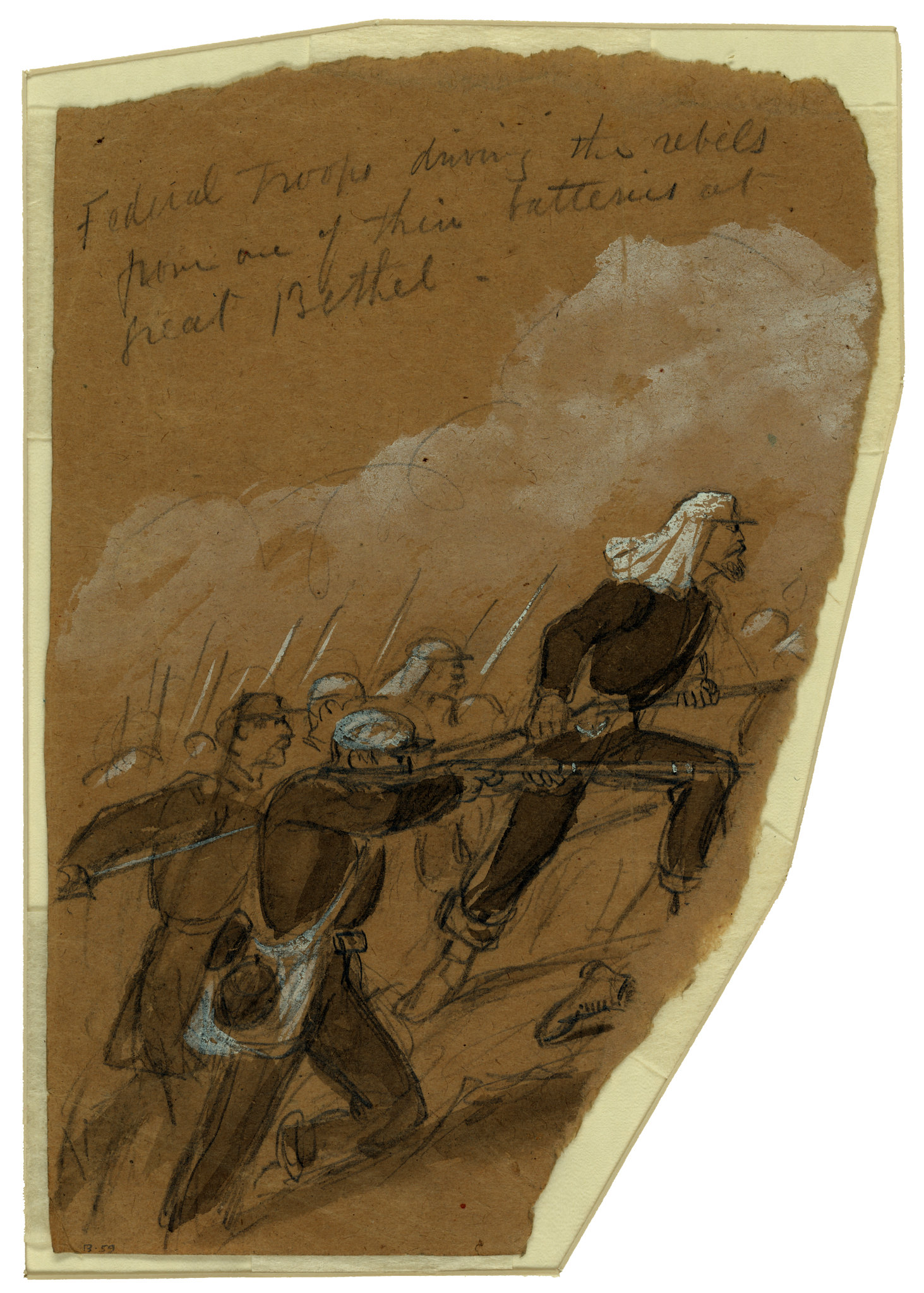 Federal troops driving the rebels from one of their batteries at Great Bethel