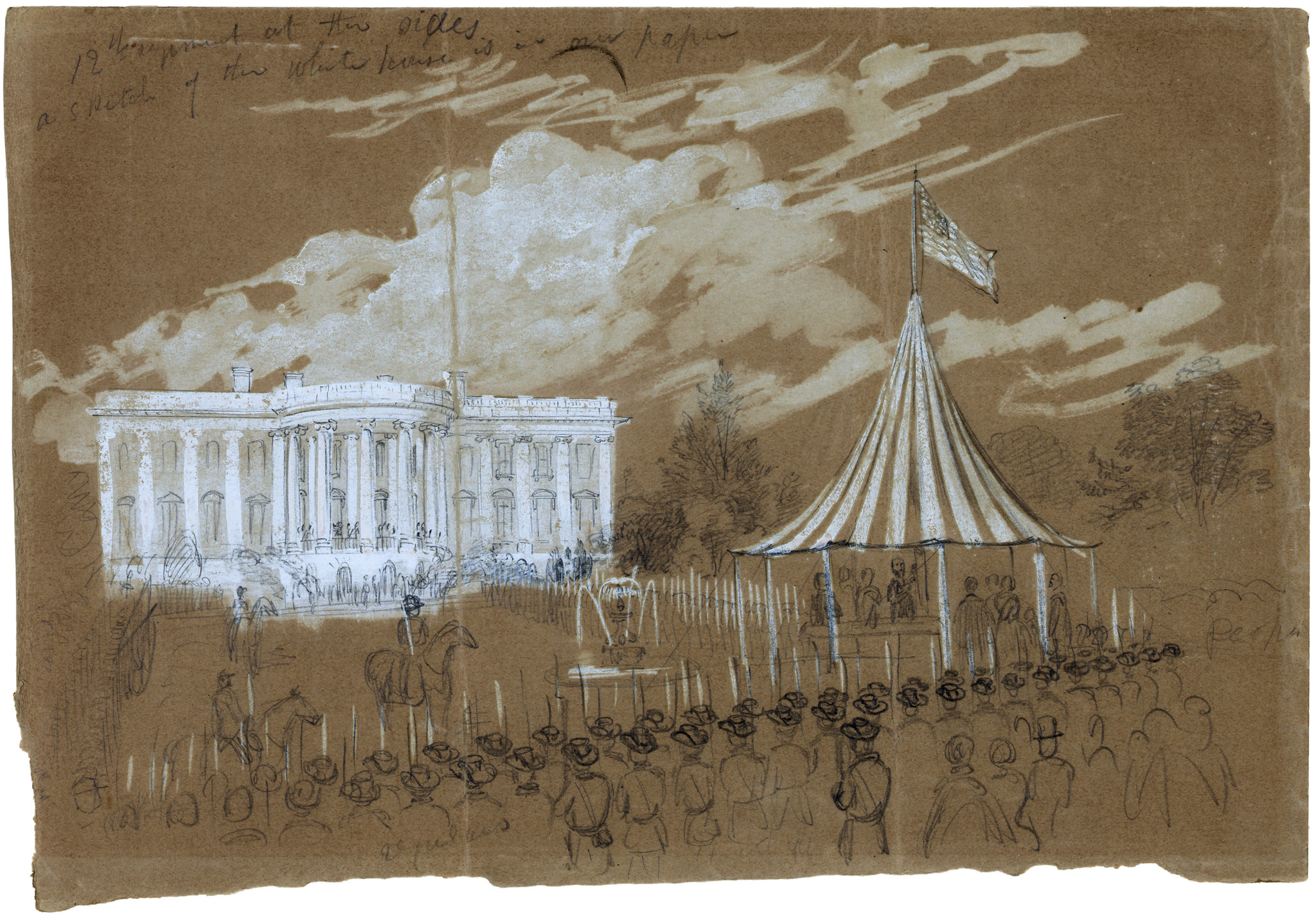 Flag raising at the White House, June 29, 1861
