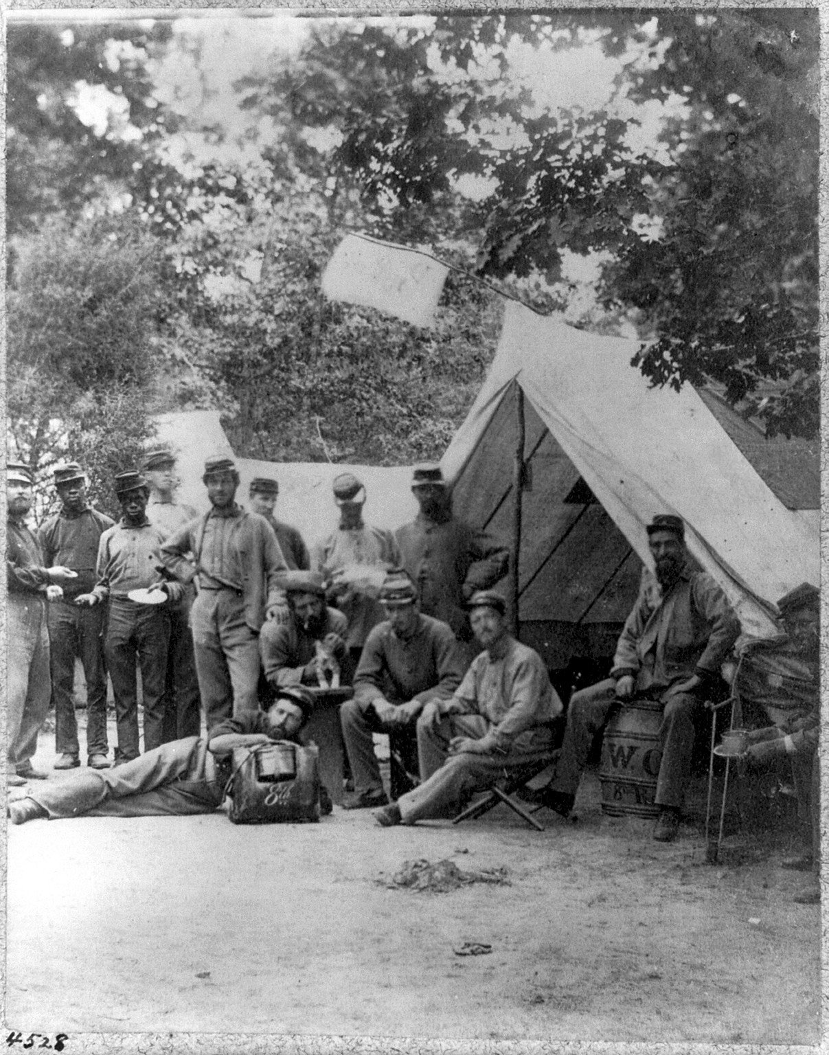 Group of 8th New York State Militia in front of tent, Arlington, Virginia, June 1861