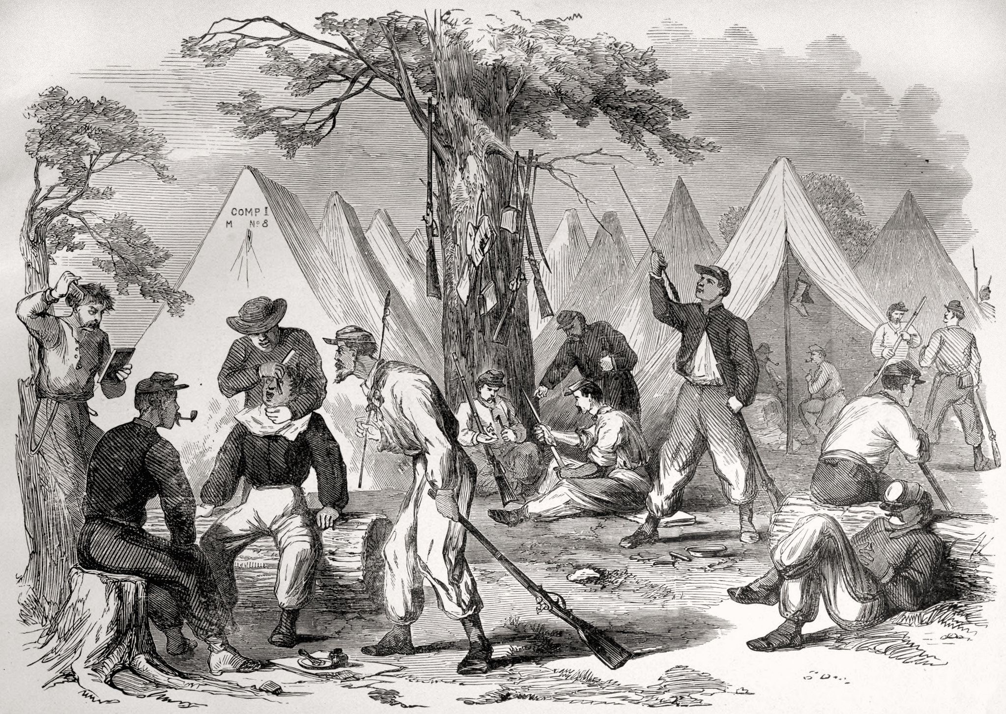 The Eleventh Indiana Zouaves in Camp McGinnis, Resting, the Day after the Battle of Romney