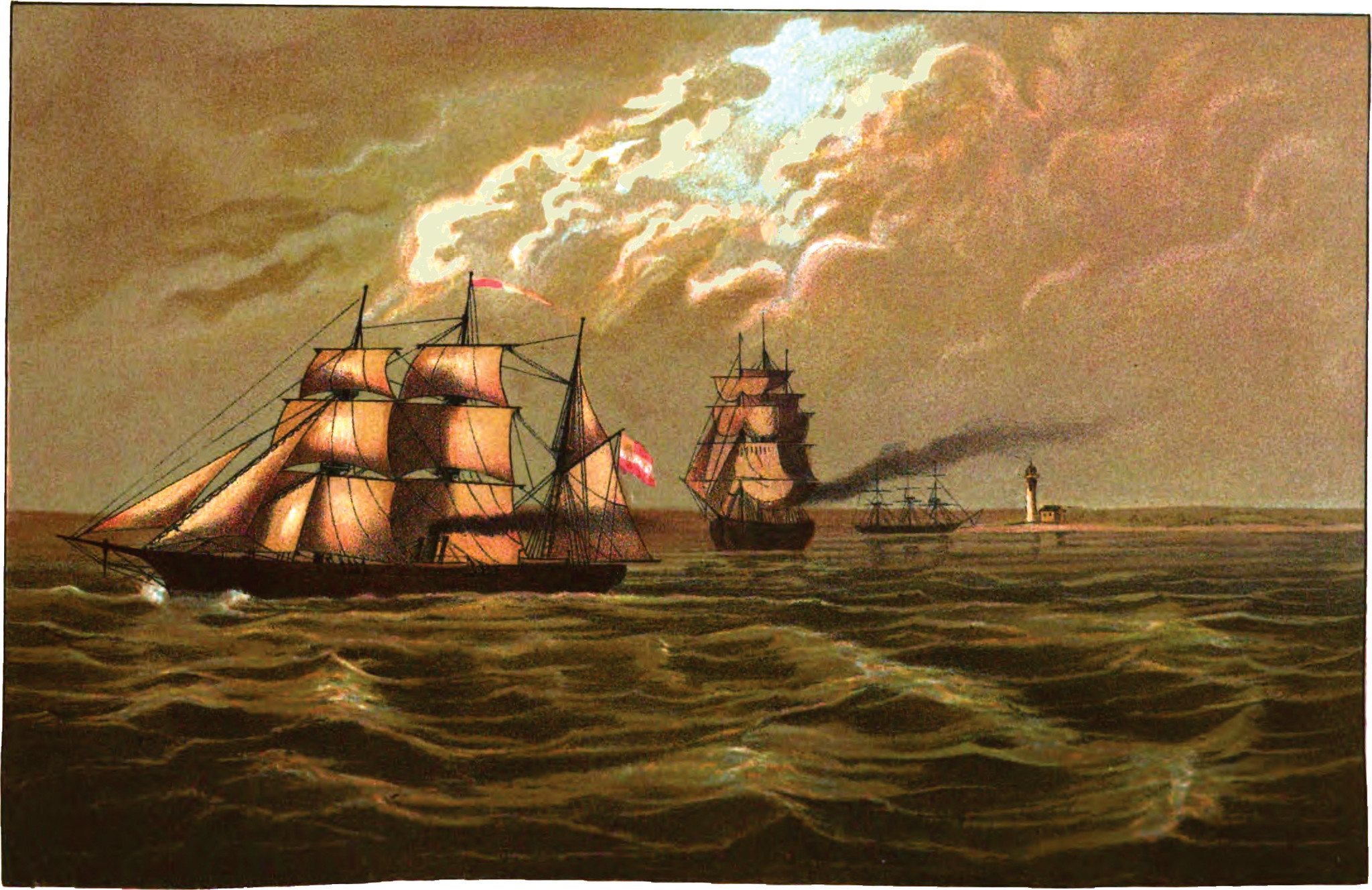 The Sumter running the blockade of Pass à l'Outre, by the enemy's Ship Brooklyn, on the 30th June, 1861