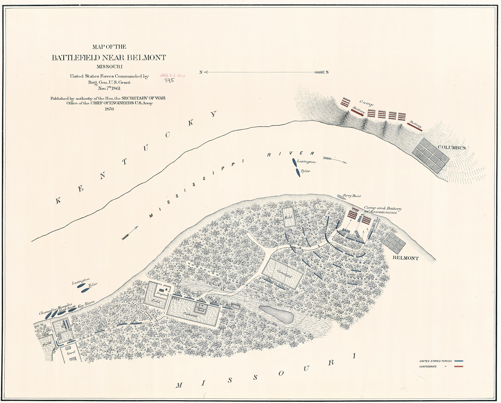 Map of the battlefield near Belmont, Missouri