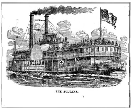 The Steamer Sultana, lost on the Mississippi above Memphis April 1865